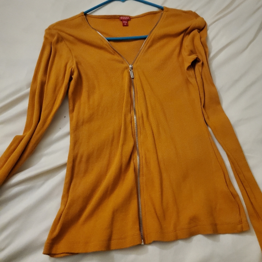 Guess mustard color blouse long sleeve